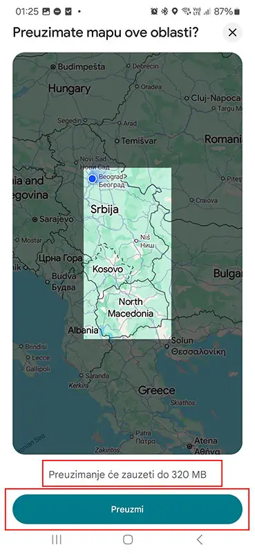 Download mape na androidu